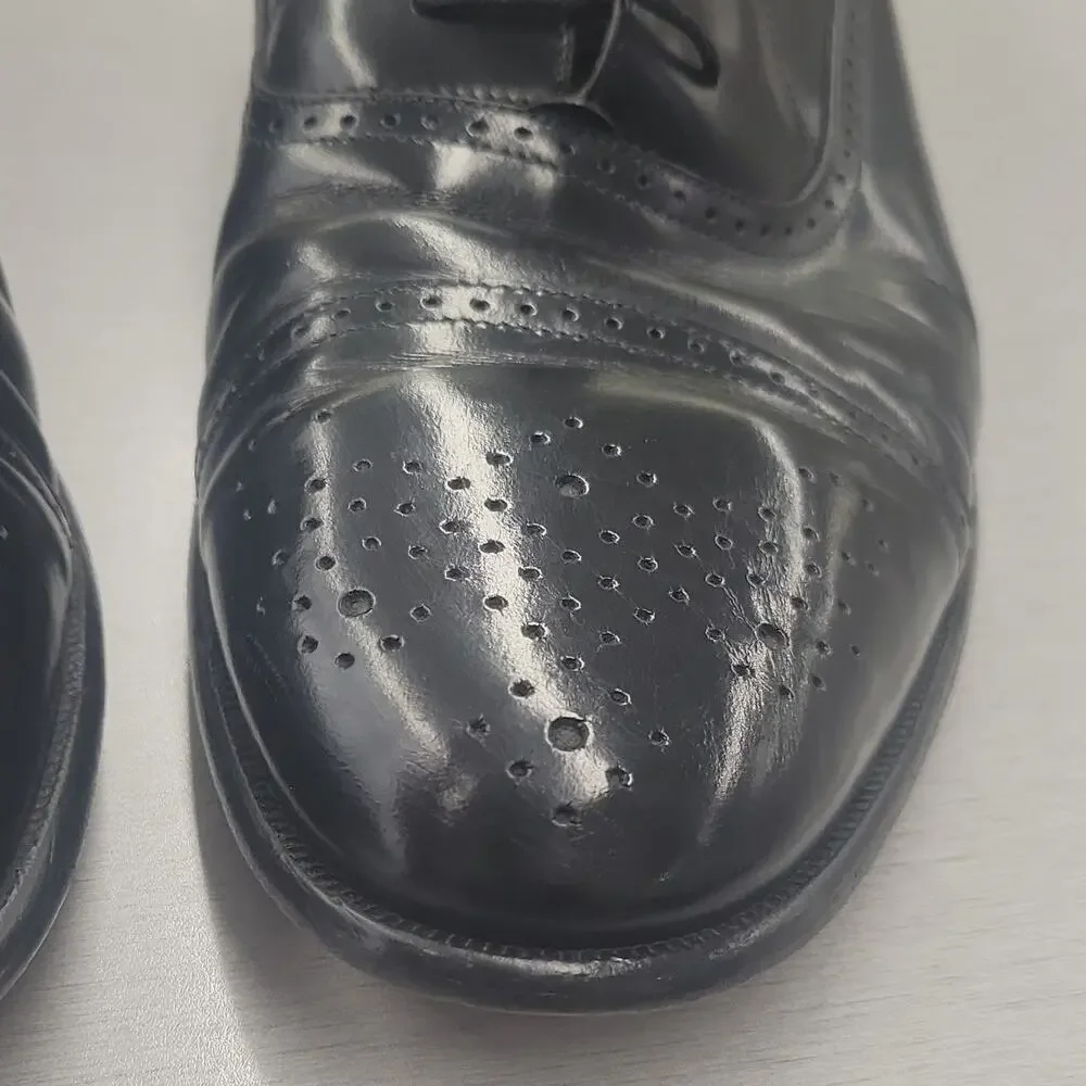 Alfani Made in Italy Men's Black Medallion Cap Toe Oxford Dress Shoes Size 12
